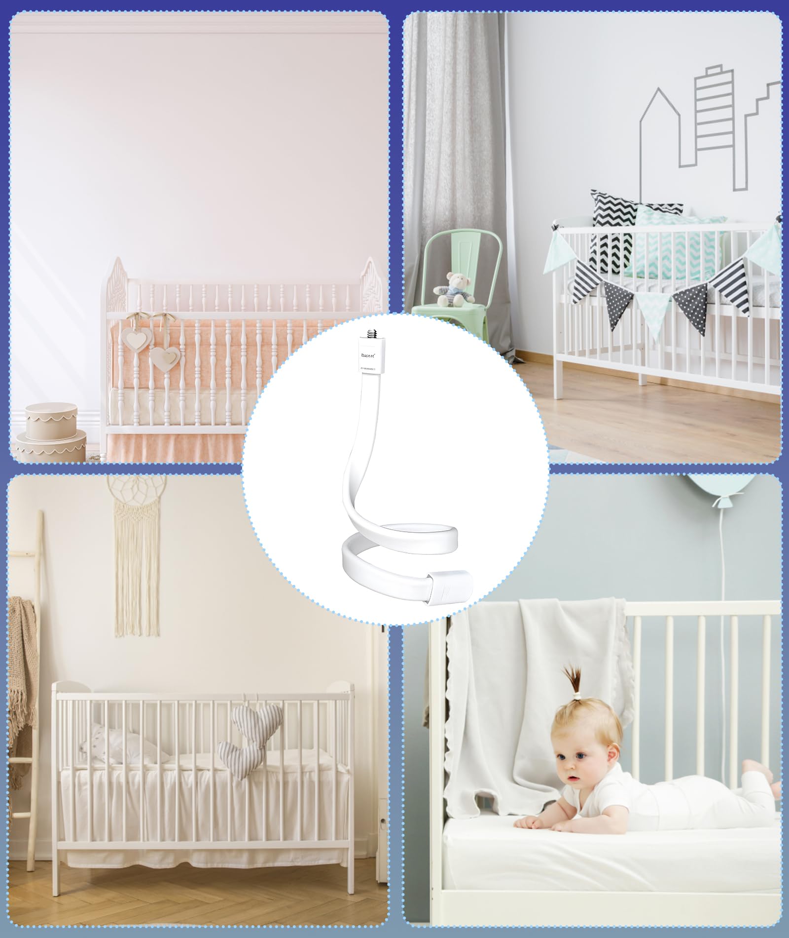 1/4 Threaded Hole, Flexible Baby Monitor Mount, Universal Baby Monitor Stand, Soft Material, No Drilling, Universal Fit for Cribs, Strollers(White) - Image 7 thumbnail