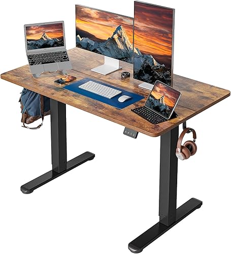 Miniatura 14 de Cubiker Escritorio de Pie de 40 x 24 Pulgadas, Mesa Eléctrica de Oficina en Casa de Altura Ajustable, Escritorio Sit-Stand con Tablero de Empalme,