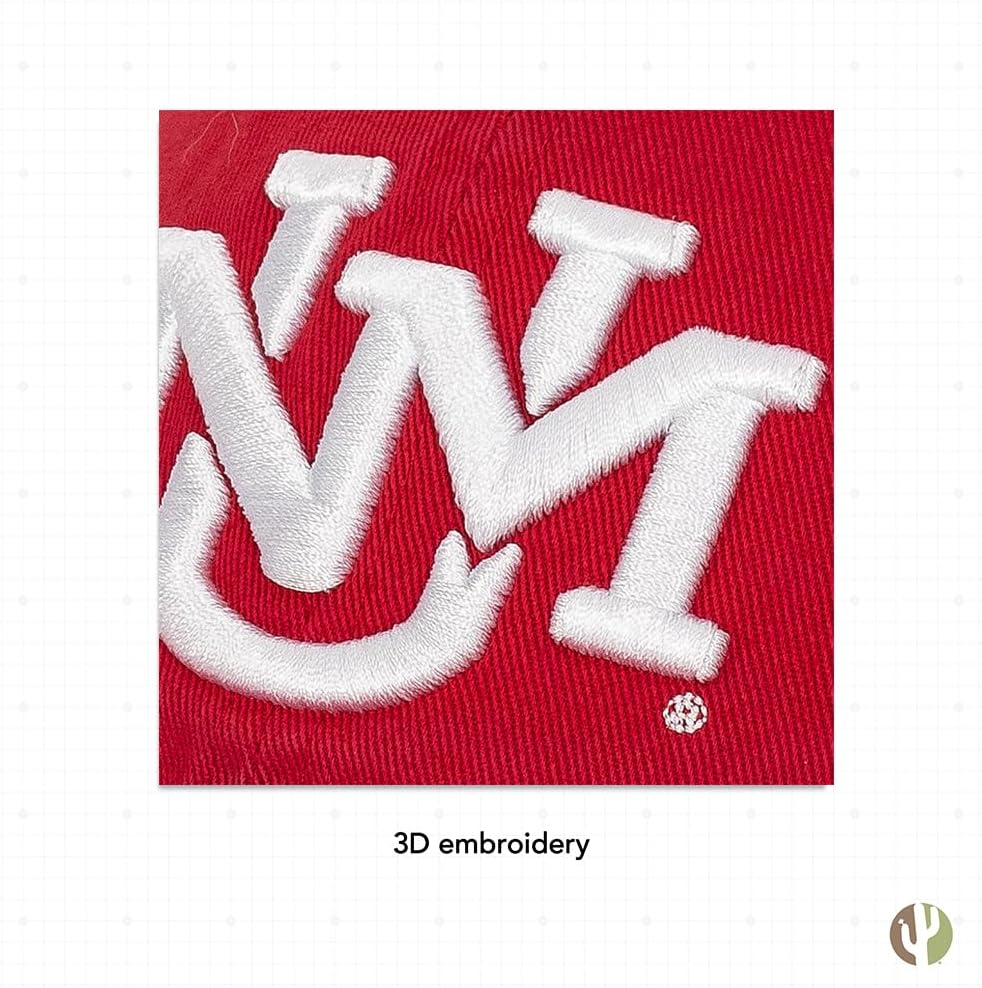 Desert Cactus University of New Mexico Baseball Hat Lobos UNM Cap Adjustable Adult Team Color (Design 1) Red - Image 5