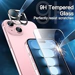 JETech Screen Protector for iPhone 15 6.1-Inch with Camera Lens Protector, Easy Installation Tool, Tempered Glass Film, HD Clear, 2-Pack Each