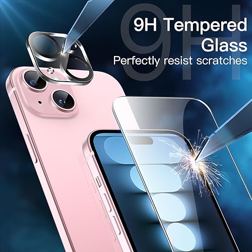 Miniatura 4 de JETech Protector de pantalla para iPhone 15 de 6.1 pulgadas con protector de lente de cámara, herramienta de fácil instalación, película de vidrio