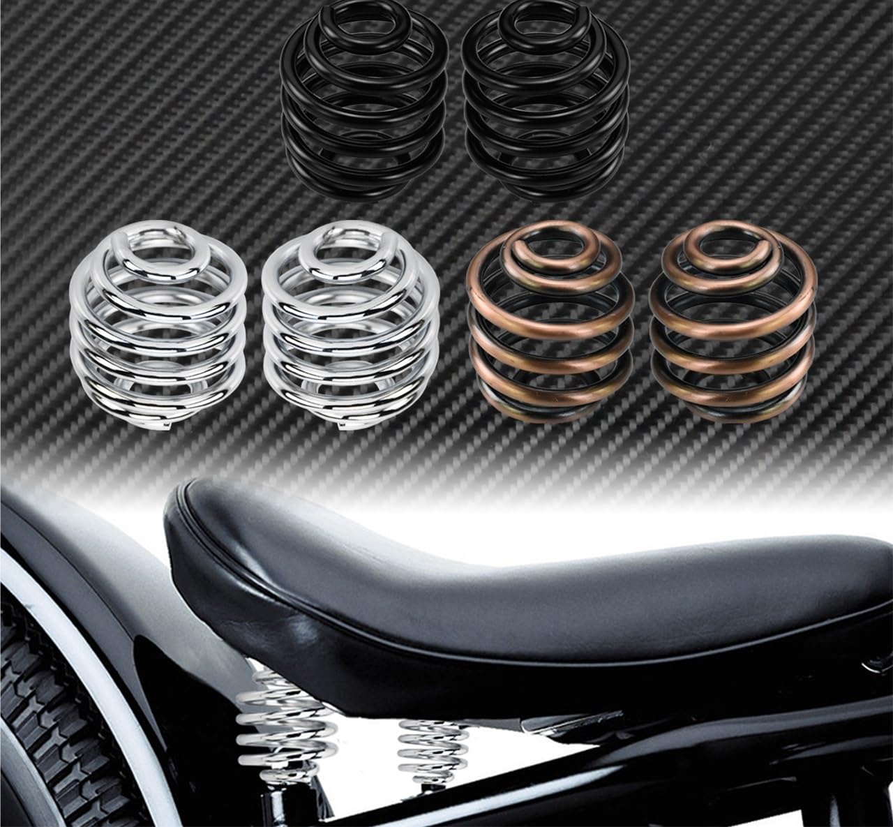 Fotel motocyklowy Motocyklowe pojedyncze siedzenie montażowe siodełko sprężynowe mocowanie osprzętowe pasuje do Harley Sportster XL 883(Bronze C)
