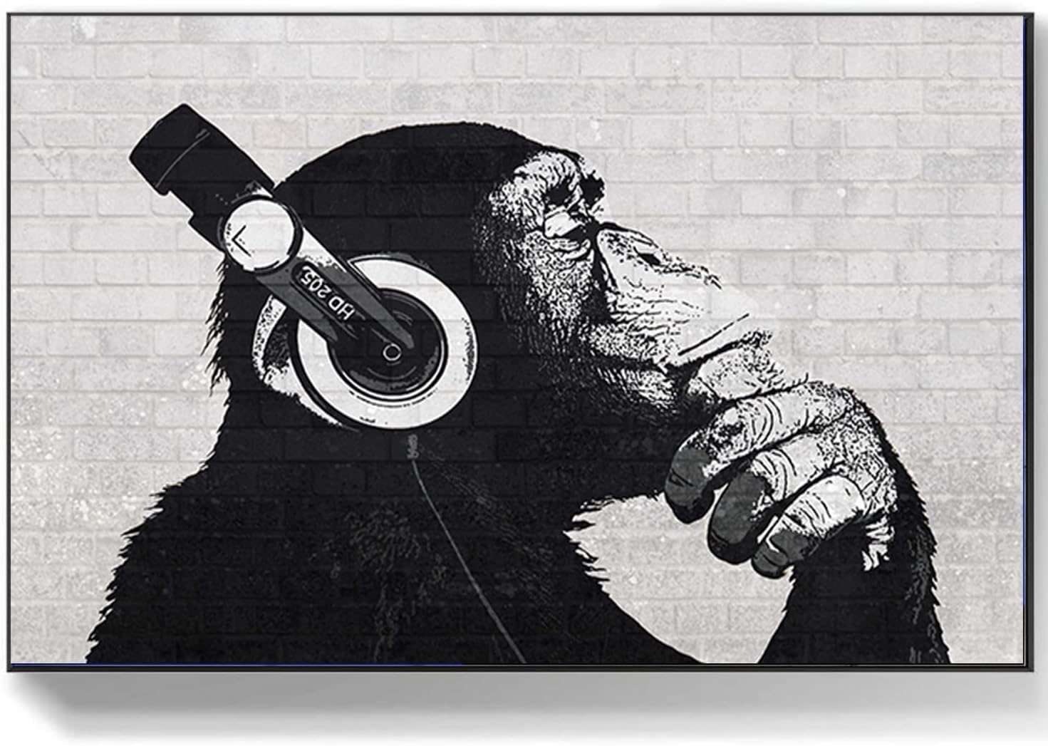 HIPWST Banksy Wall Prints Chimp with Headphones Banksys Graffiti Street Art Posters Inspirational Quotes Canvas Home Decor(40x60cm/Frameless)