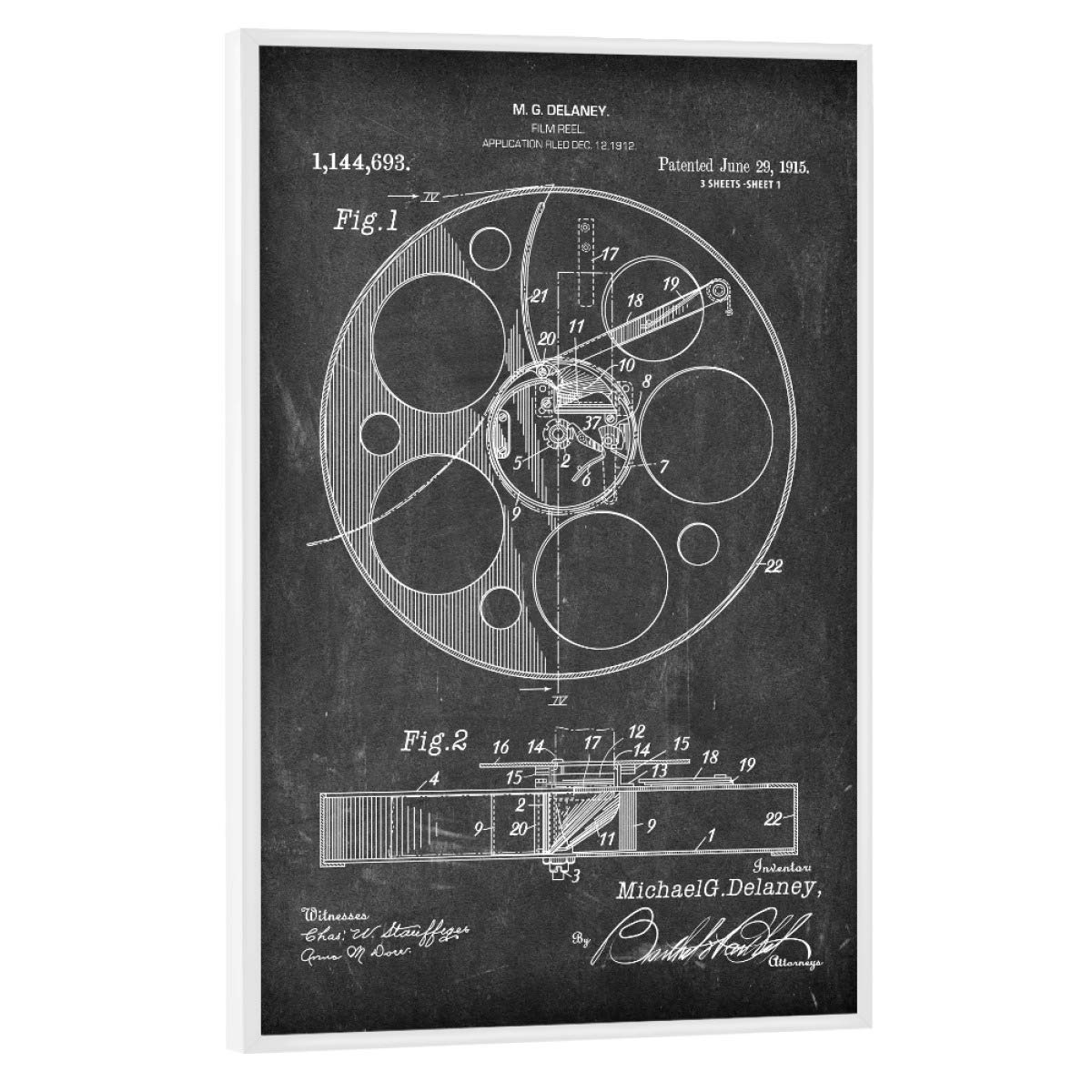 artboxONE Poster mit weißem Rahmen 60x40 cm Film Filmrolle Patent (Tafel) - Bild filmrolle filmrolle Kino