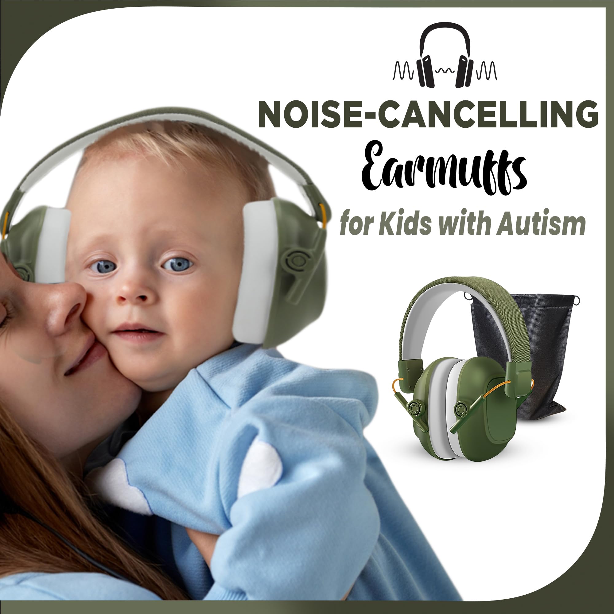 FATASH Kids Noise Cancelling Ear Muffs, Green - Image 4