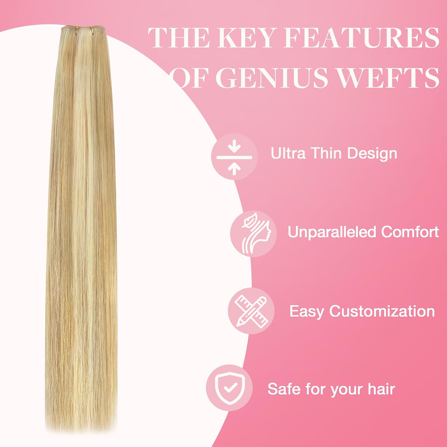  Genius Weft Hair Extensions Human Hair Invisible Blend Flat Weft | Sew In Hair Extensions, 18D/22F Dirty Blonde Highlights 14Inch 40g, Hand Tied Lightweight Edge Breathable for Daily Wear thumbnail