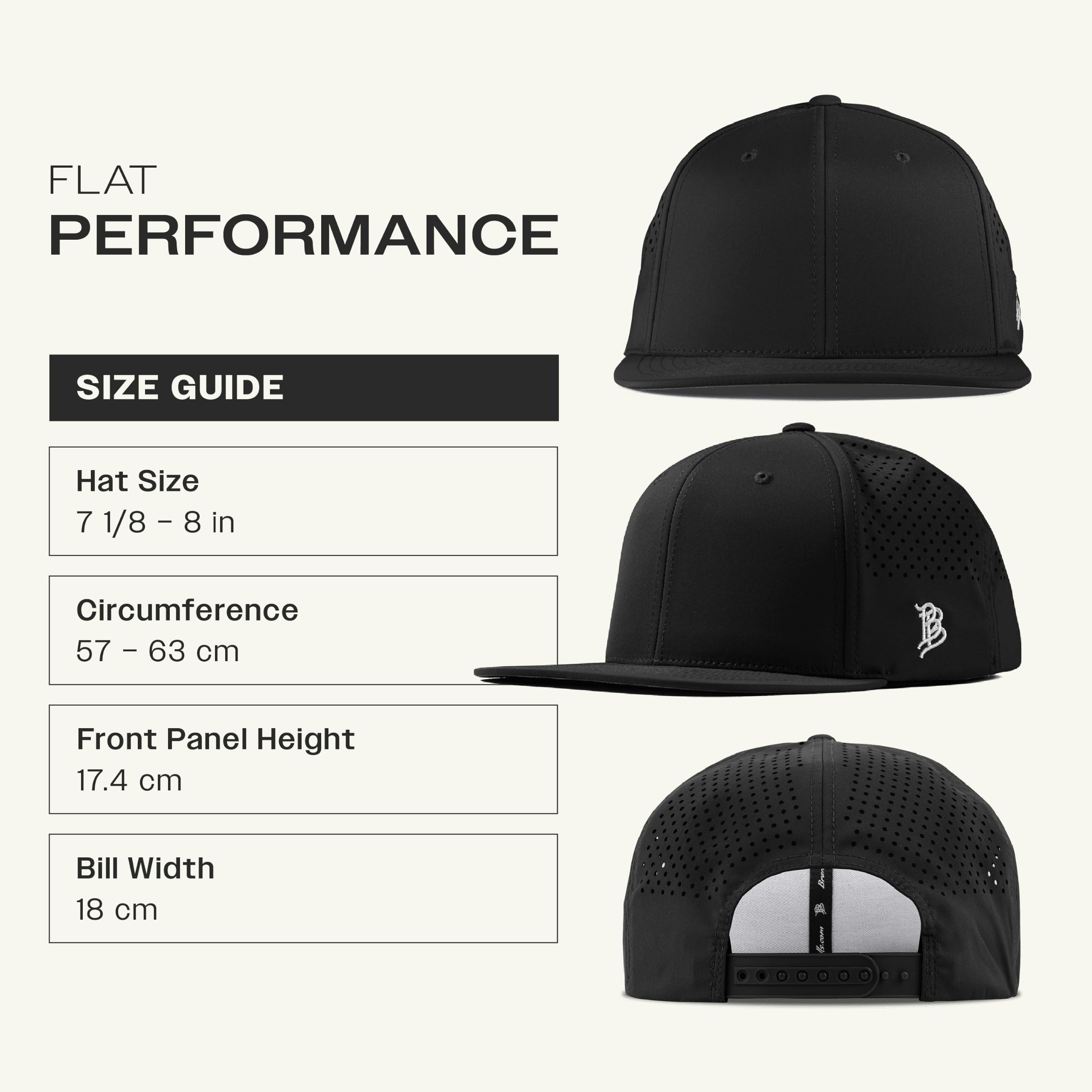 Branded Bills Bare Performance Mütze, mit Flexfit-Schweißband, verstellbarer Snapback, Komfort-Stretch, schnell trocknend, wasserabweisend