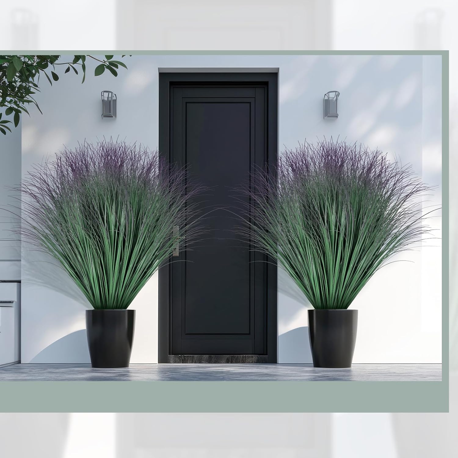 Geosar 10 Pack Artificial Plants 27 Inch Tall Onion Grass Greenery Fake Grass Faux Greenery Stems Artificial Shrubs for Outdoors Plastic Small Bushes for Office Room Gardening Indoor (Deep Purple)