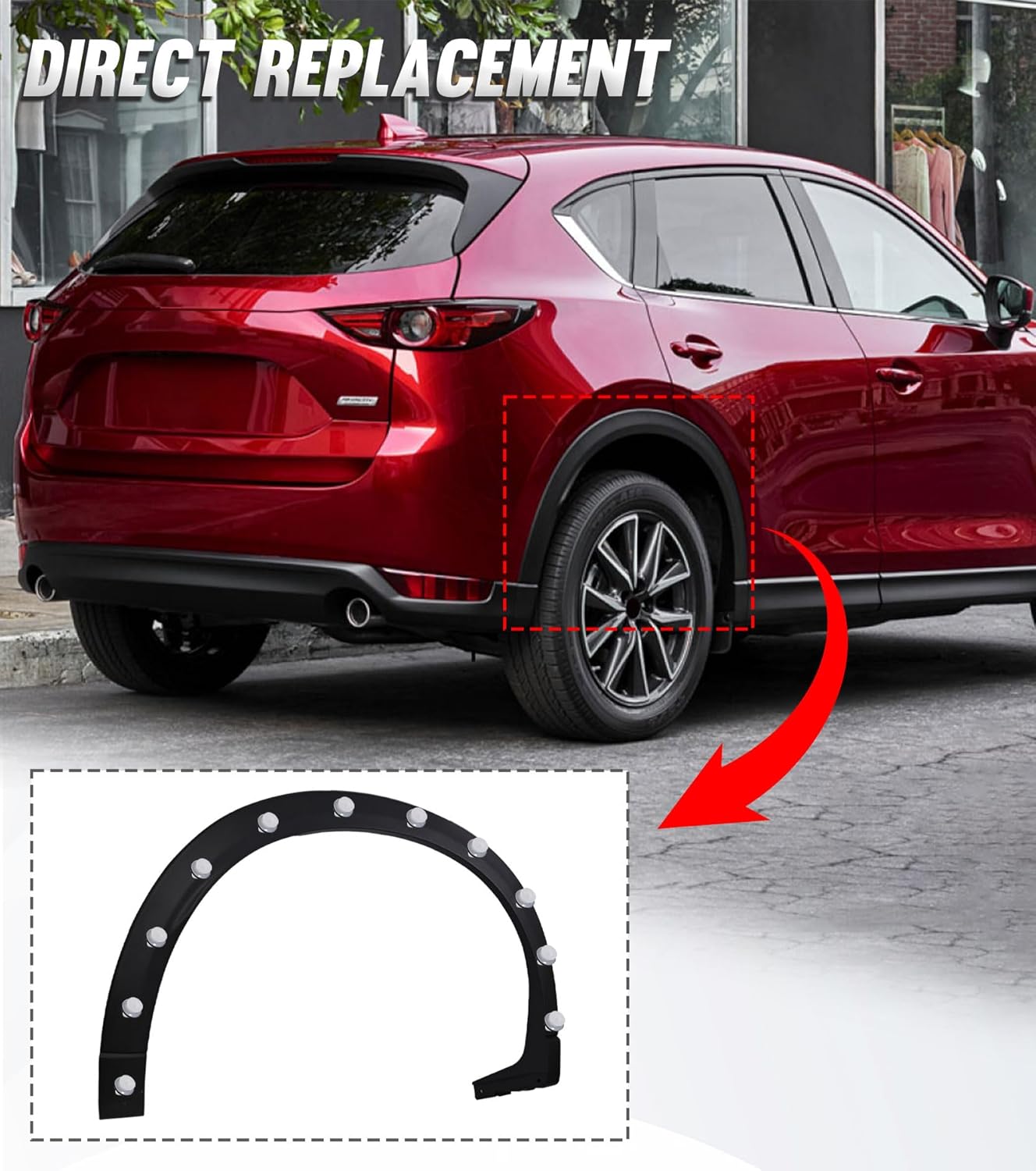 Rear Passenger Side Wheel Fender Molding Trim Fit for Mazda CX-5 2017 2018 2019 2020 2021, Replace,MA1791101 | KB7W51W50F8N, Rear Right Side Fender