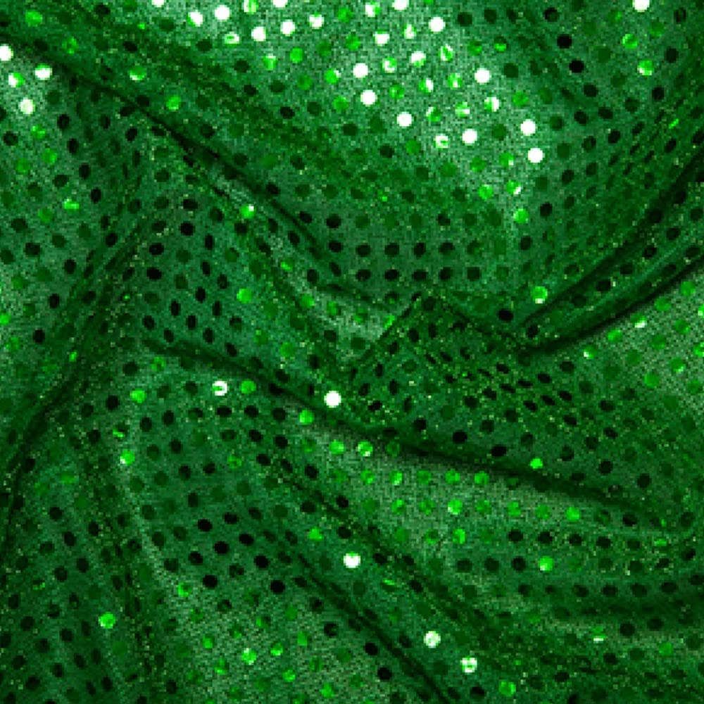 Oh Sew Crafty Limited Emerald Green 3Mm Sequin Fabric Sparkly Stretch Metallic Jersey (Per Metre) (Emerald Green)