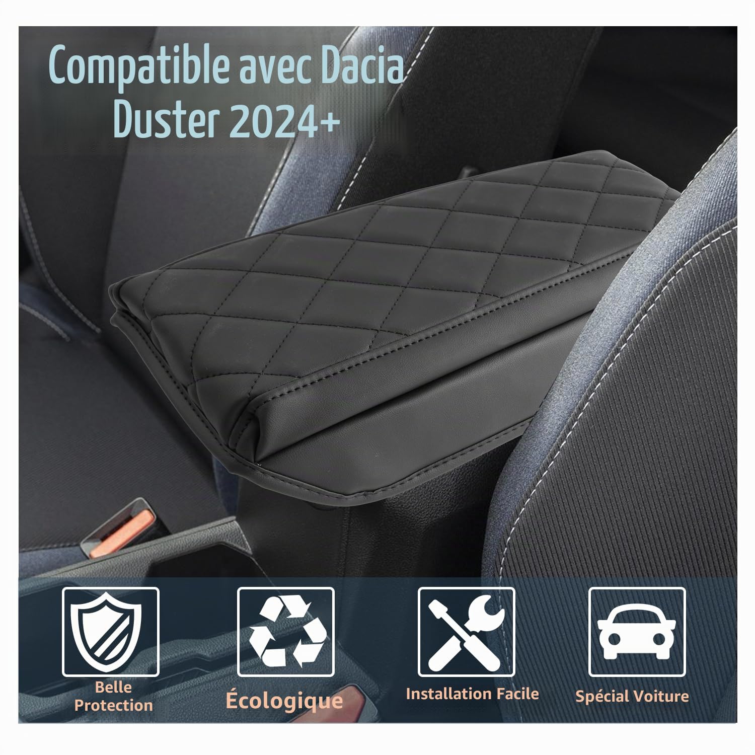 Ruiya Compatible avec Dacia Duster 3 2024 2025 2026 Housse d'accoudoir central, Couvercle de boîte d'accoudoir Étui de Protection Console Protection d'accoudoir Dacia Duster Accessoire