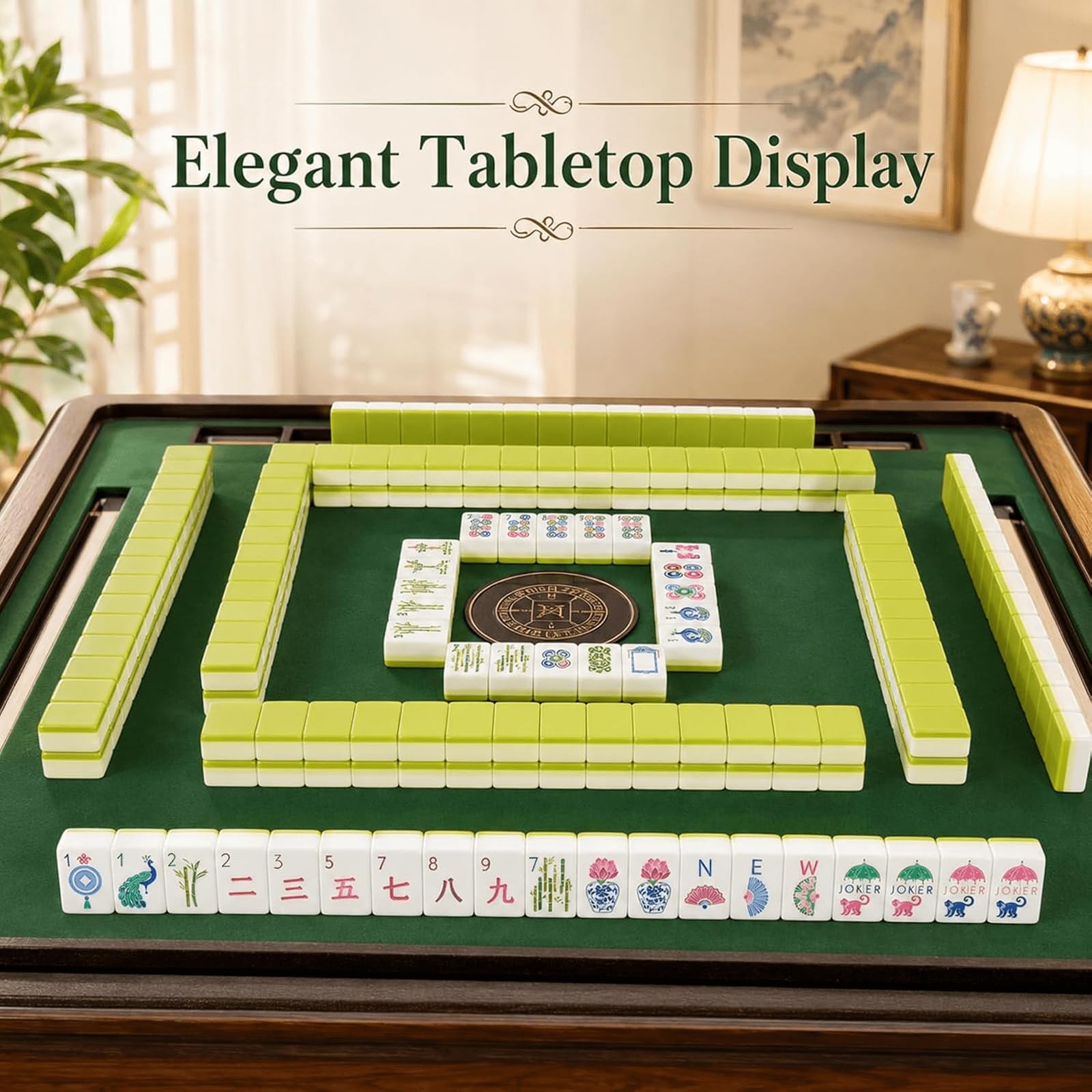 Set di mahjong in stile americano da 160 pezzi Greencolorblocking