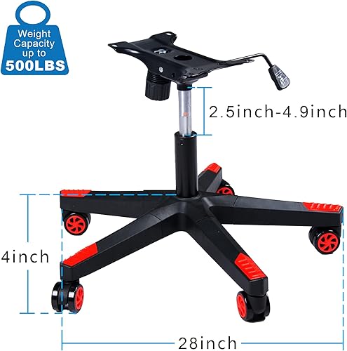 Miniatura 3 de Frassie Base de silla giratoria de repuesto de nailon para juegos de 28 pulgadas con cilindro de soporte de placa inferior, 5 ruedas