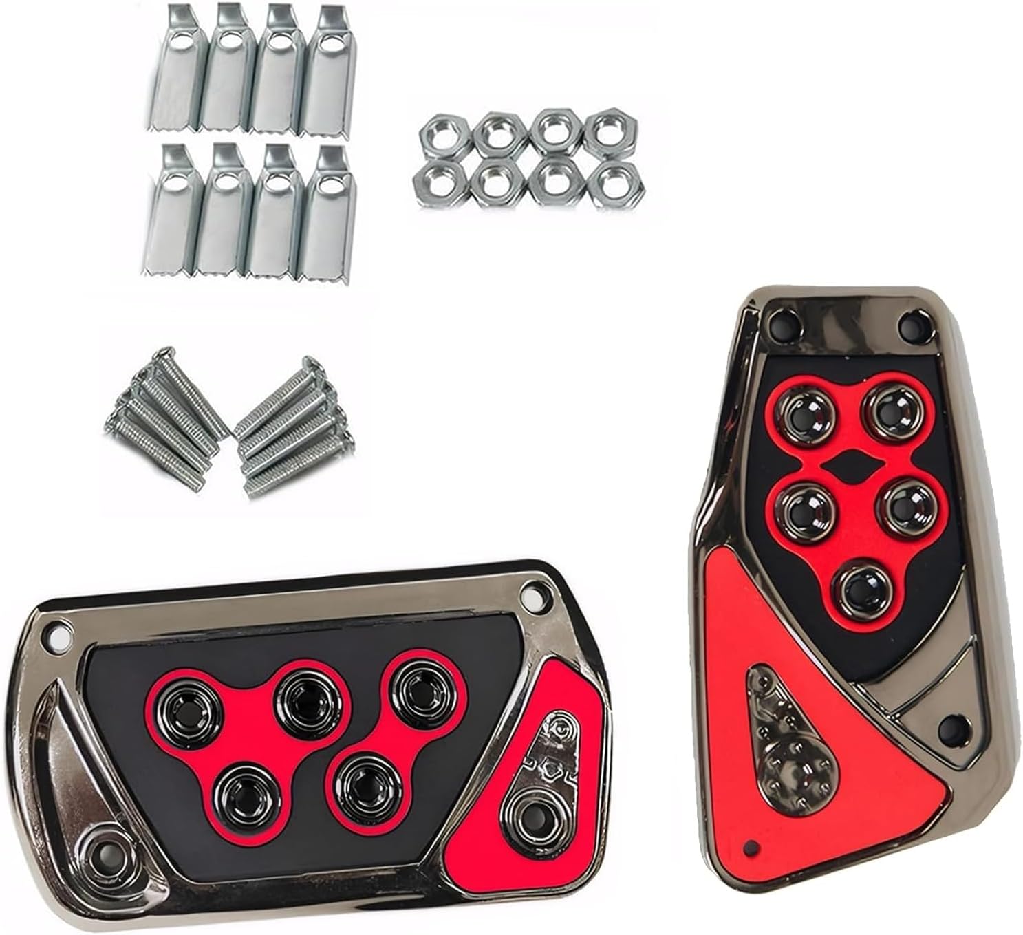 2 PCS Car Pedal Covers, Automotive Accelerator Brake Pedals Cover, Anti-slip No Drilling Vehicle Foot Treadle Set, Universal Automatic Transmission Pedals, for Most Cars (Red)