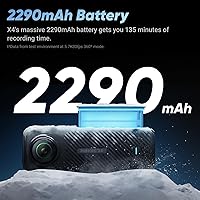 Vista 5 de Insta360 X4 Paquete estándar - Cámara de acción impermeable 360 de 8K, video de gran angular 4K, efecto de palo invisible para selfies, protectores