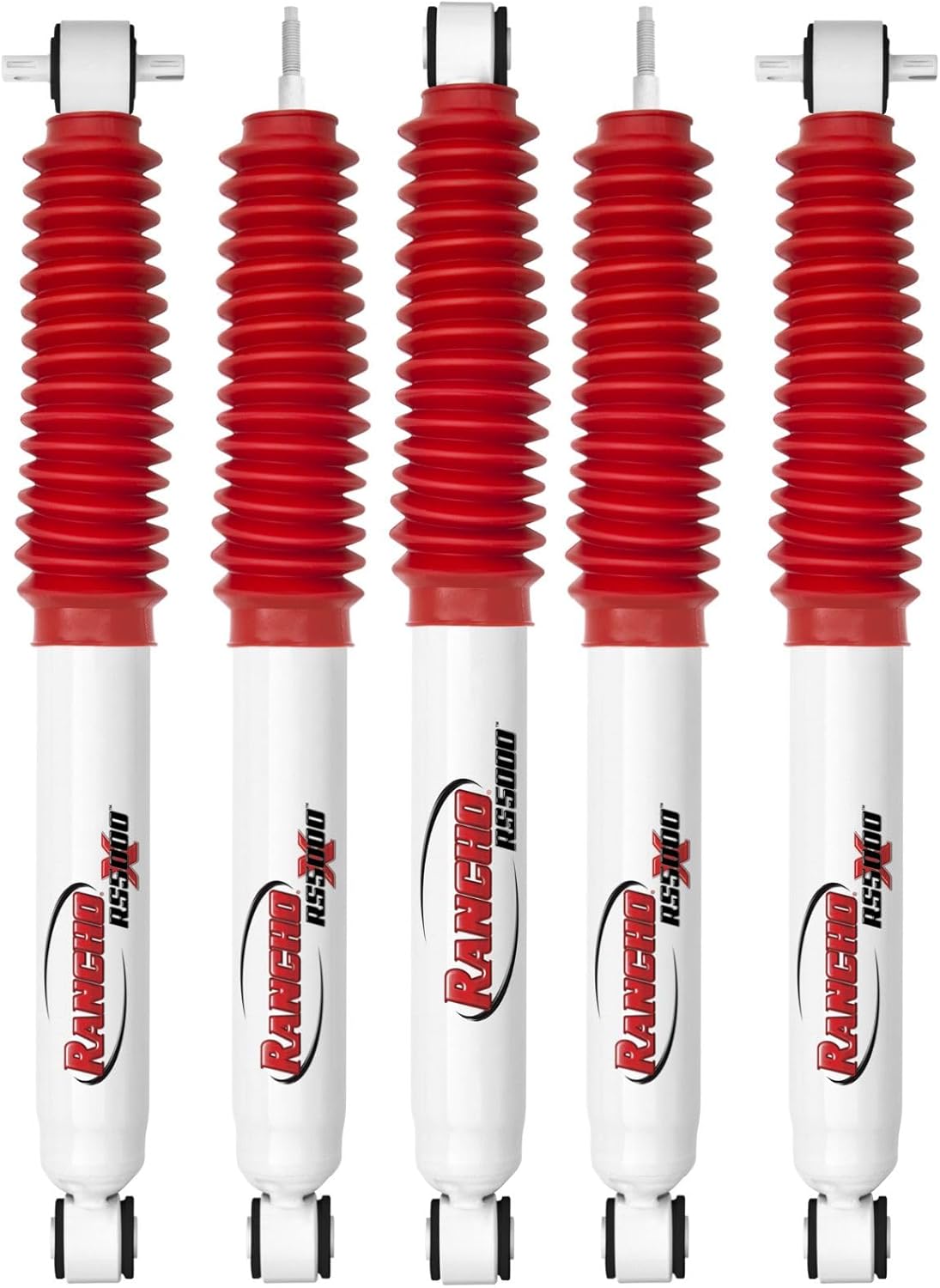 Rancho RS5000X Front & Rear Shocks + Steering Stabilizer for 2011-2017 Jeep Wrangler 4WD 0-2" Lift - Boost Handling & Stability