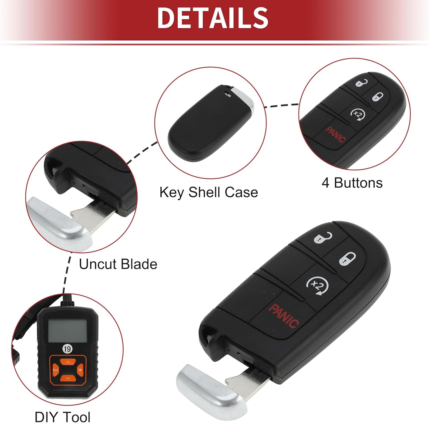 ACROPIX M3N40821302 Keyless Entry Remote Key Fob for Dodge Journey 2011-2017 433 Mhz Replacement Car Key Kit DIY Tool 4 Button