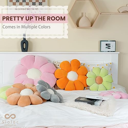 Miniatura 2 de sioloc Almohada de Flor, Almohada Decorativa con Forma de Flor Cojín de Trasero Cojín de Suelo, Cojín de Asiento, Decoración Bonita de Habitación y