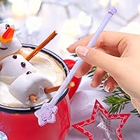 Vista 3 de Happyyami Palitos de cristal con forma de estrella, 2 unidades, para cóctel, palillos para agitar, varilla, mango de palo, cuchara mezcladora, café