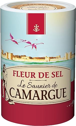 Le Saunier De Camargue Fleur De Sel Sal marina (tina de plástico), 35.2 onzas