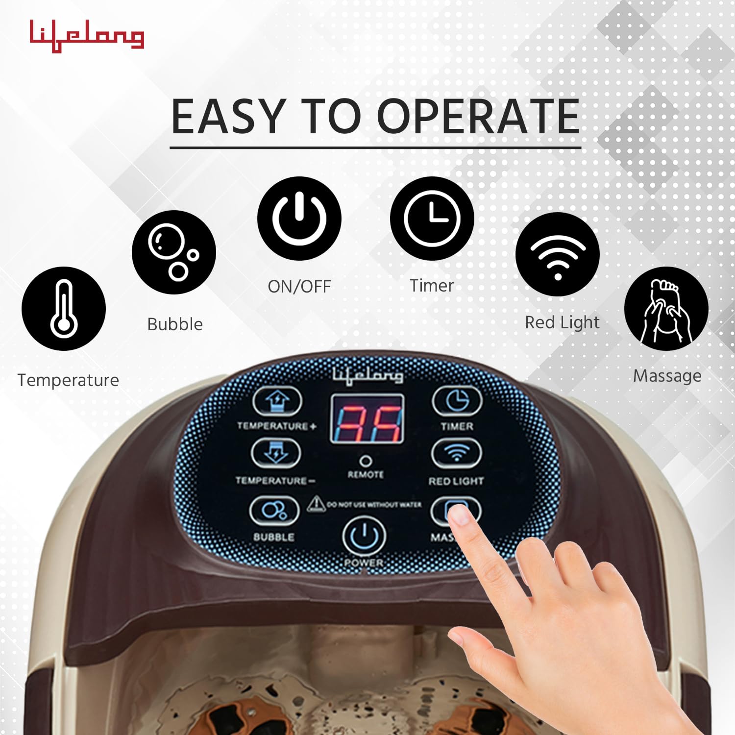 Lifelong LLM279 Corded Electric Foot Spa and Massager with 4 Automatic Rollers & 4 Manual Rollers, Digital Panel, Bubble Bath & Water Heating Technology for Pedicure, Pain relief & Foot Care (1 Year Warranty) Brown Lifelong LLM279 Corded Electric Foot Spa and Massager with 4 Automatic Rollers & 4 Manual Rollers, Digital Panel, Bubble Bath & Water Heating Technology for Pedicure, Pain relief & Foot Care (1 Year Warranty) Brown