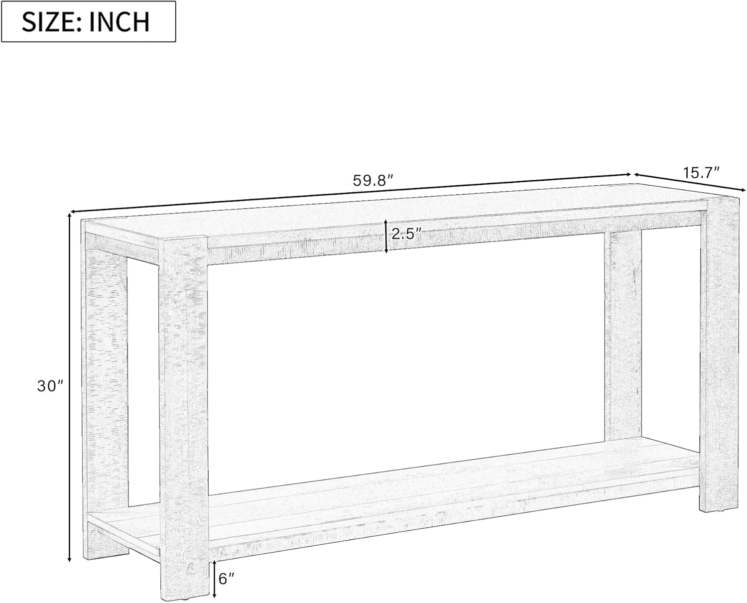 kevinplus 59.87'' Modern Console Table Sofa Table Entryway Table, Wood Console Table Sofa Table with Bottom Shelf for Living Room Dining Room Kitchen Entryway, Black