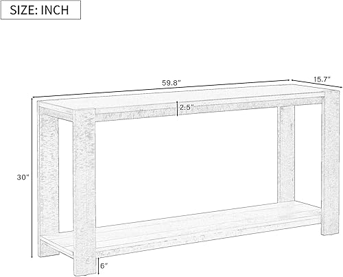 Miniatura 29 de Mesa consola de madera maciza de 48 pulgadas, mesa auxiliar moderna para sofá de entrada con 3 cajones de almacenamiento y 2 estantes. Fácil de