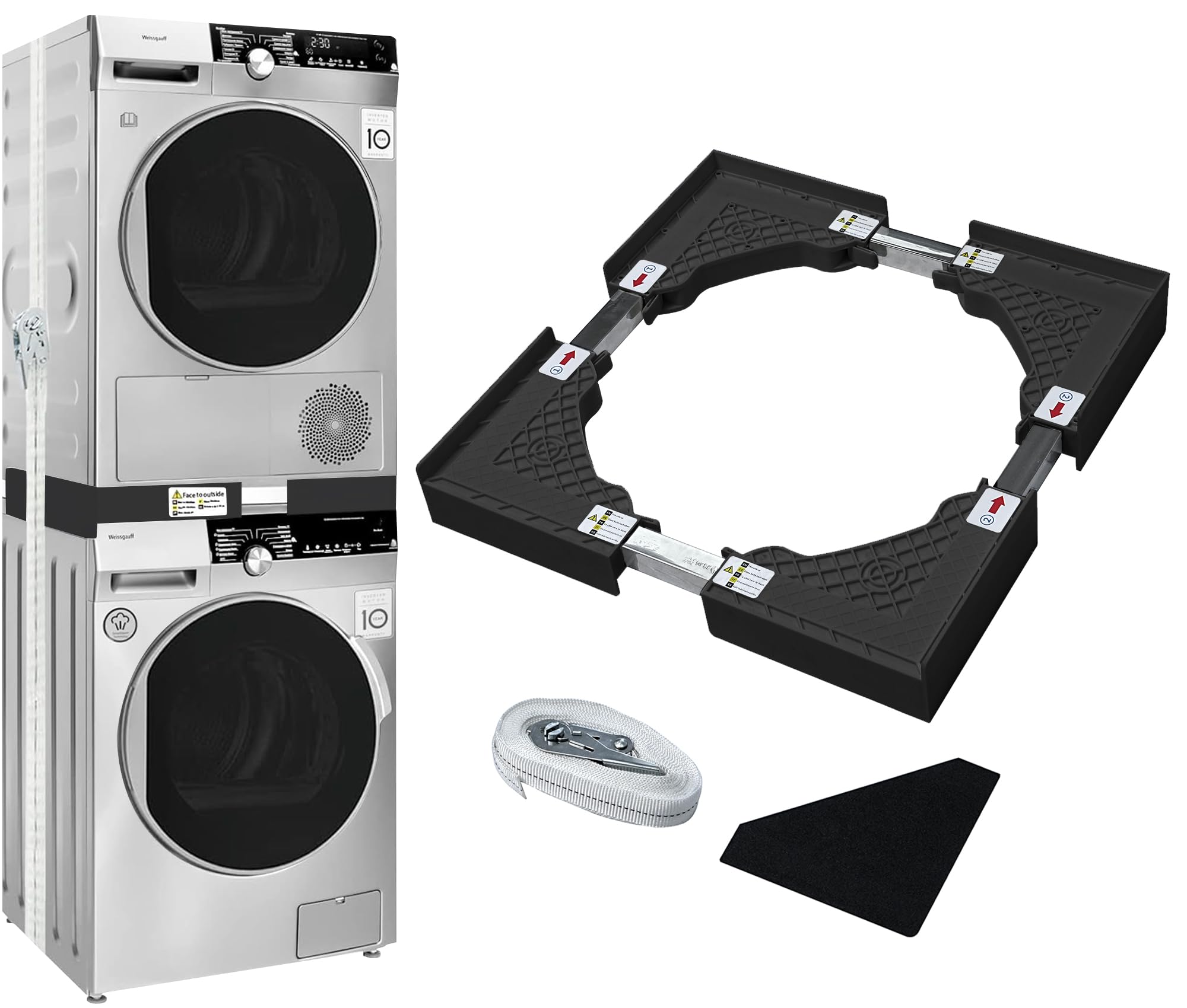 Vonia Black Spacer Washer Dryer - Stacking Kit Washer Dryer - Universal - Adjustable
