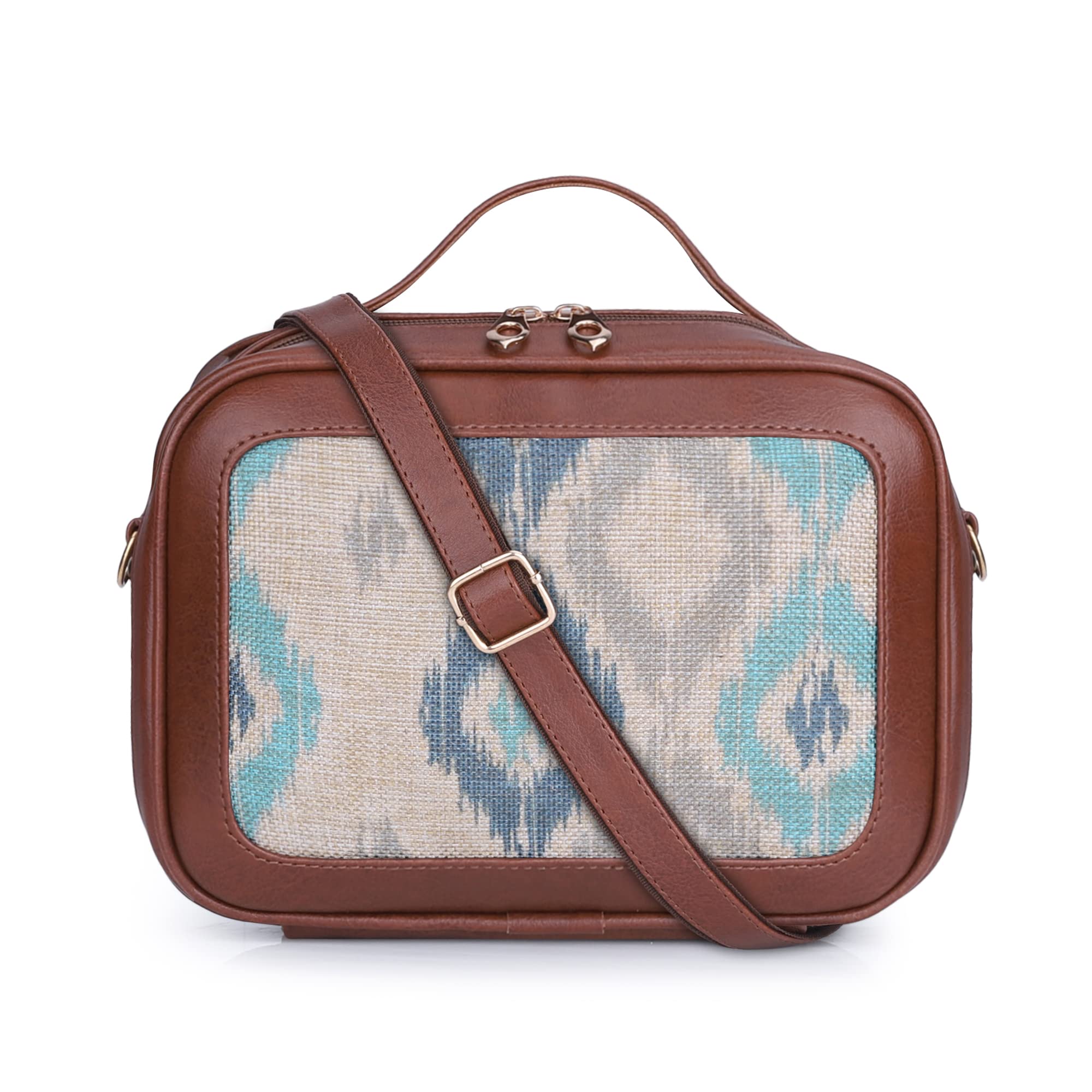 The Clownfish Abana Polyester and Faux Leather Crossbody Sling Bag with Top Handle for Women Party Bag Purse with Adjustable Shoulder Strap and Printed Design for Ladies (Pearl with Patola Design) (B09SPYW4MY) Amazon Price History, Amazon Price Tracker