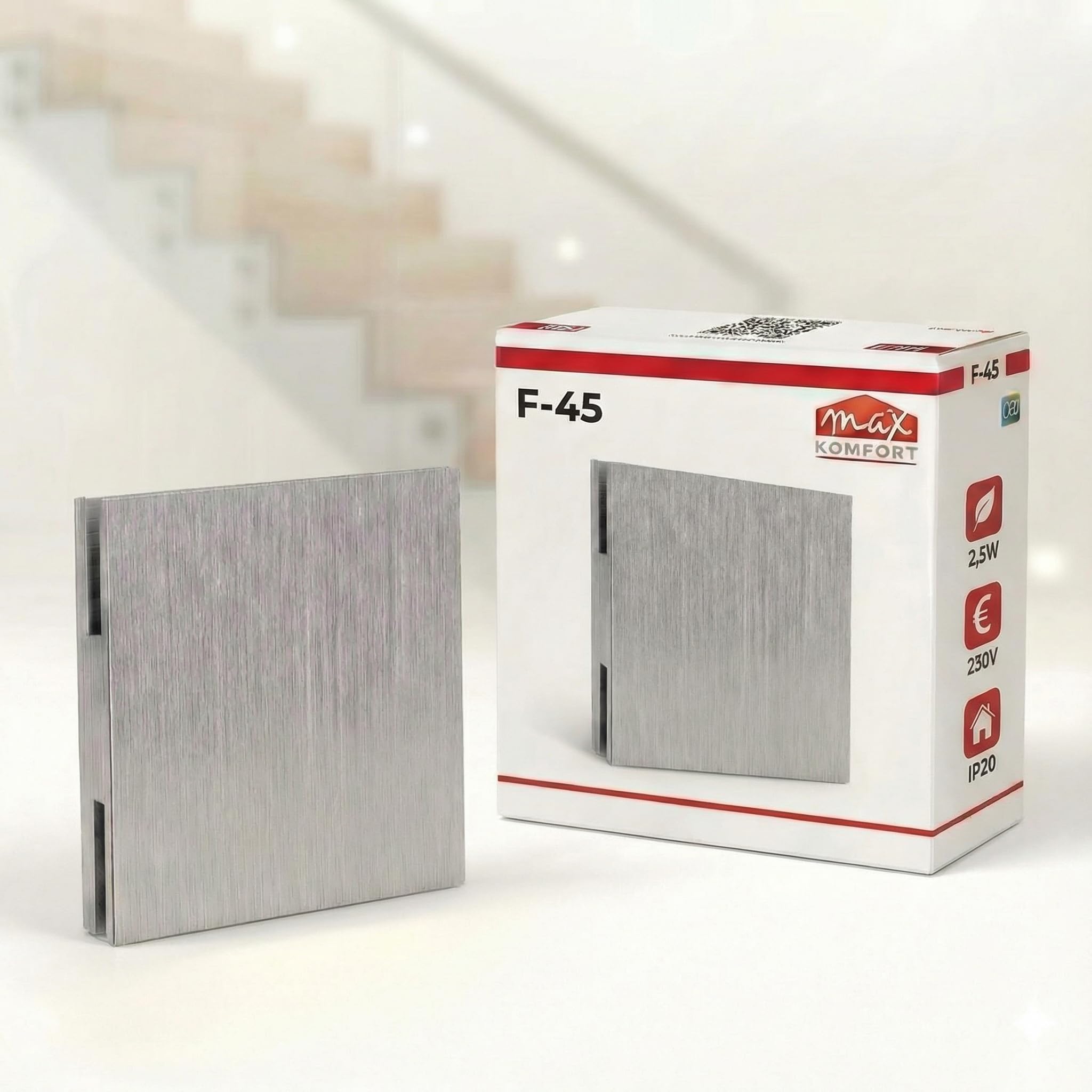 max K O M F O R T LED Treppenbeleuchtung Wandeinbaustrahler Treppenleuchte 2,5 Watt 50lm warmweiß Wandeinbauleuchte Wandspot Nachtlicht Flurleuchte Lampe Wandleuchte F45