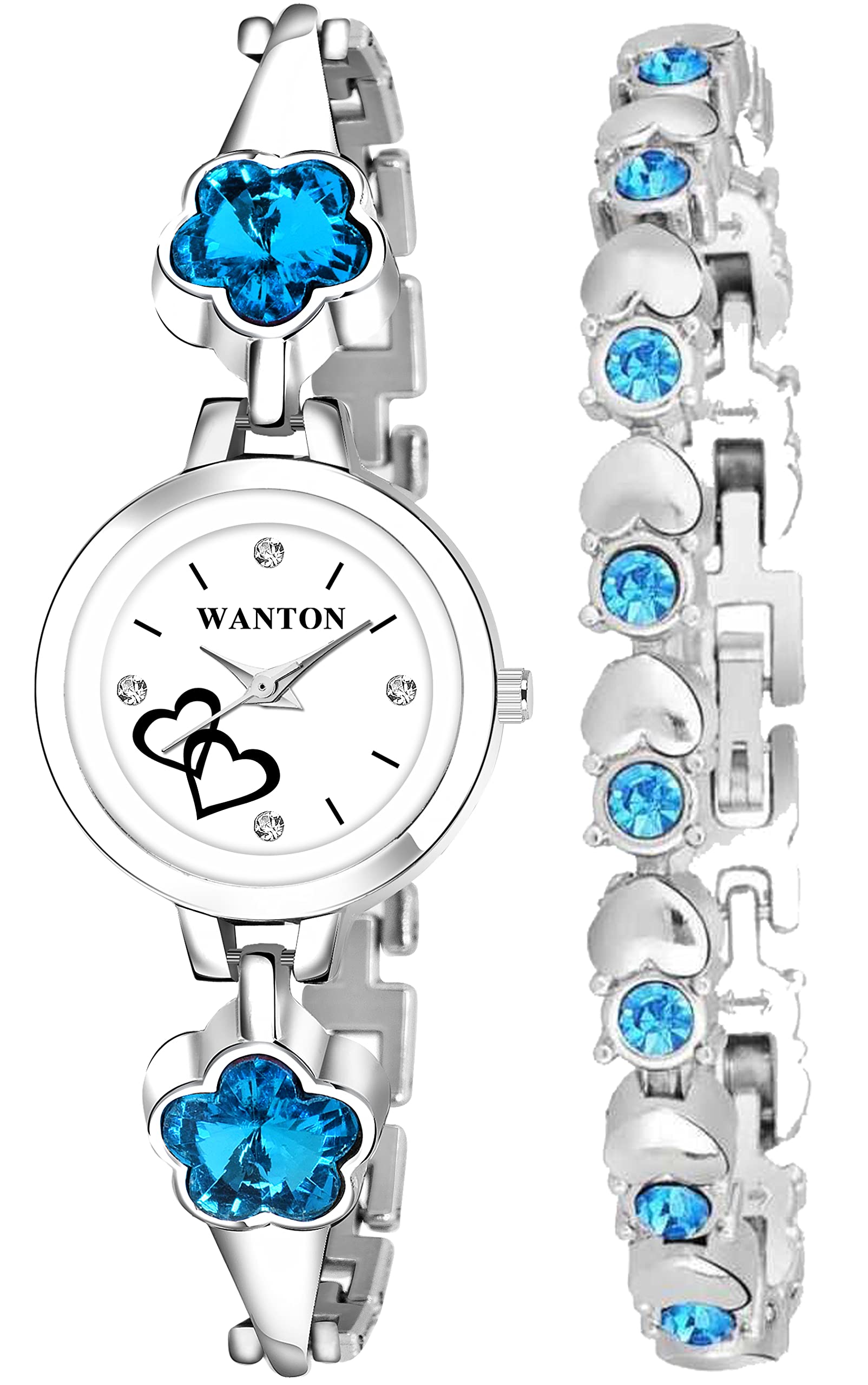 WANTON Fascinating Diamond studded on Strap watch for party-wedding for girls with diamond studded bracelet-(PO2).(P_C_B_9094) (Silver) (B0C1ZWDCKL) Amazon Price History, Amazon Price Tracker
