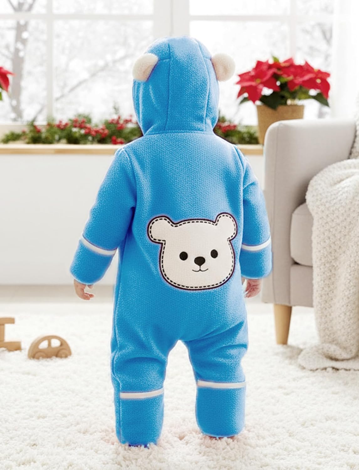 PATPAT Fleece Hooded Footed Clothes, Soft Warm Footie Covers, Car Seat Friendly, Easy Zip,Cute Romper Newborn Infant Jumpsuit - Image 7
