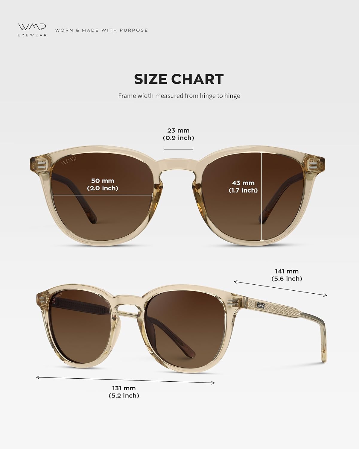 WearMe Pro WMP Eyewear - Men's Classic Round Polarized Sunglasses, Premium Slim Acetate Frame with Dashed Rivet Details