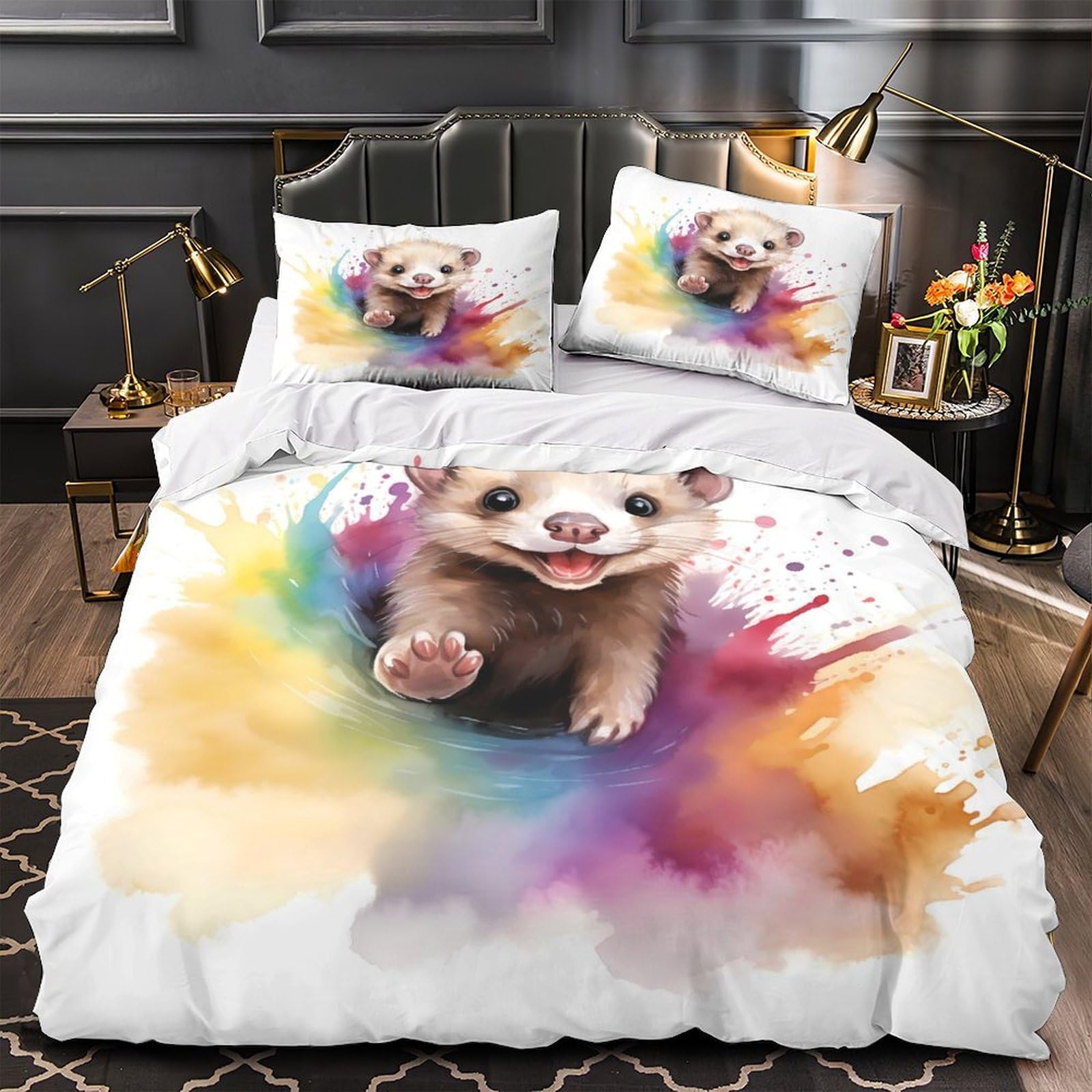 Housse de couette furet hypoallergénique avec fermeture éclair pour literie saine
