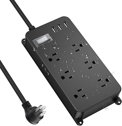 Miniatura 8 de Regleta de alimentación para exteriores resistente a la intemperie con USB C, protector de sobretensiones impermeable IPX6, extensión de montaje de