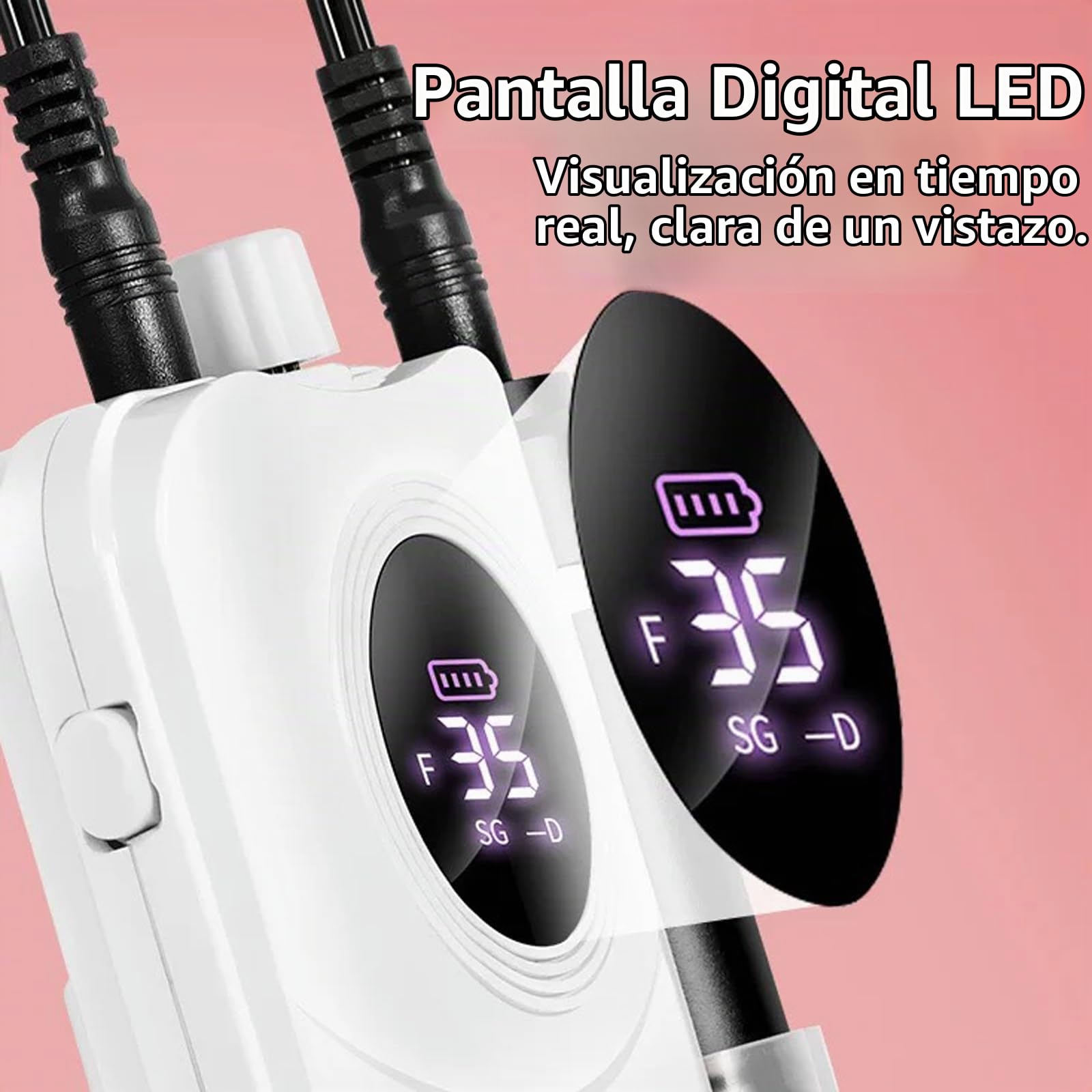 Torno para Uñas Profesional 35000 RPM | Drill para Uñas Portátil con 13 Puntas y 56 Bandas de Lijado, Pantalla LCD, Recargable para Uñas Acrílicas y de Gel