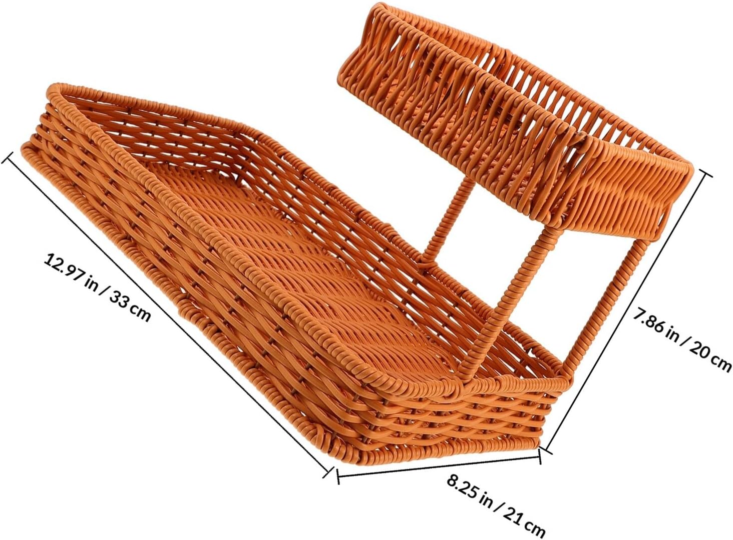 Hand Woven Imitation Rattan Layered Snack and Fruit Basket 33x21x20cm Bread Serving Tray for Home Kitchen Tabletop Dessert Storage and Display