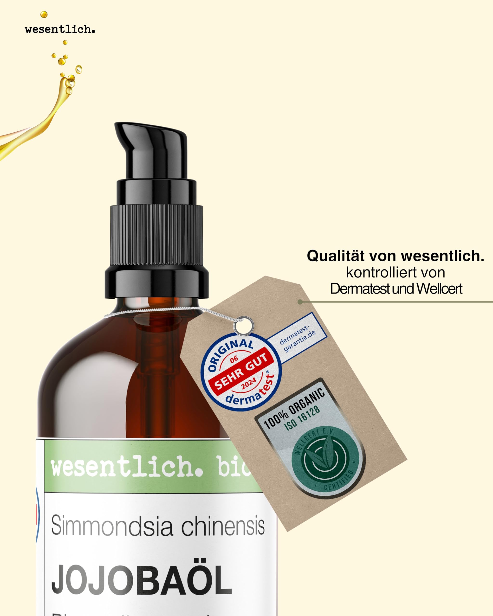 wesentlich. Jojobaöl Bio kaltgepresst | 100% rein und natürlich | Pure Pflege und Reinigung für Gesicht, Haut & Haare | 1000ml Braunglasflasche