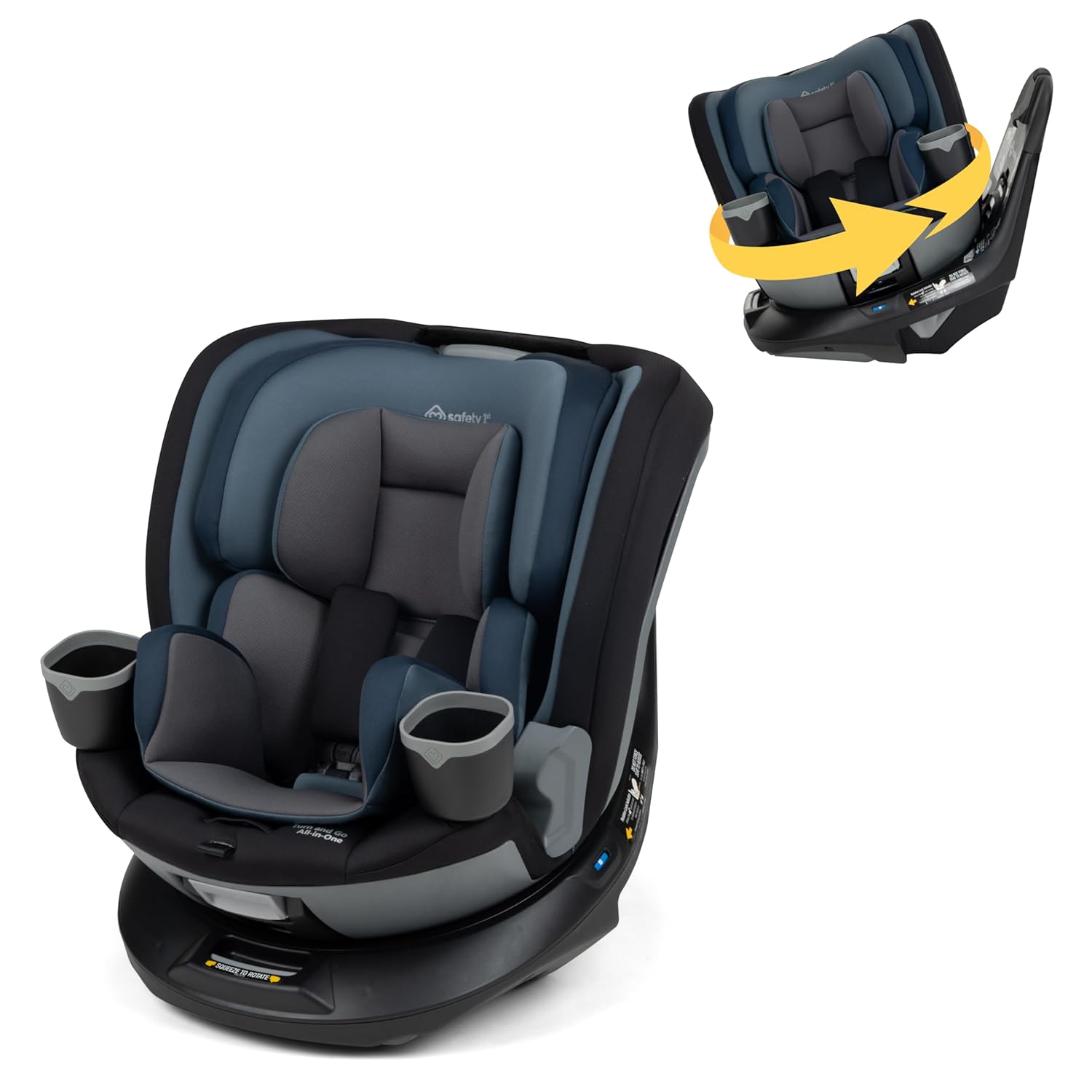 Safety 1st Turn and Go 360 ST Rotating All-in-One Convertible Car Seat, SafetySwivel Technology, SecureTech Installation, 3-in-1 Rear-Facing, Forward-Facing, Booster, 5-100 lbs, Dark Triad