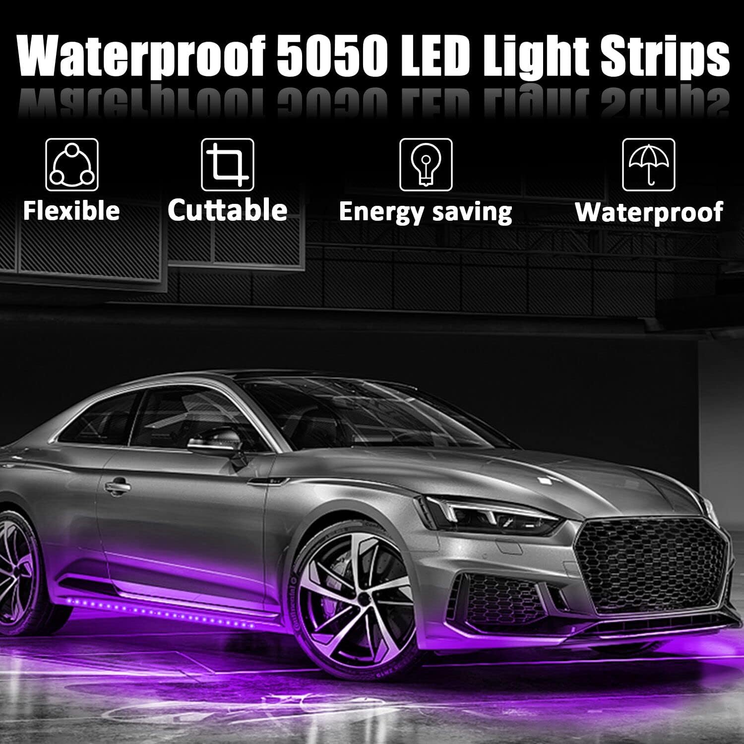 XT AUTO 8pcs 12V Super Bright 30cm 15 LED Flexible Waterproof LED Strip Light for Car Interior & Exterior Decoration DRL Day Running Light Or Boat Bus Garden