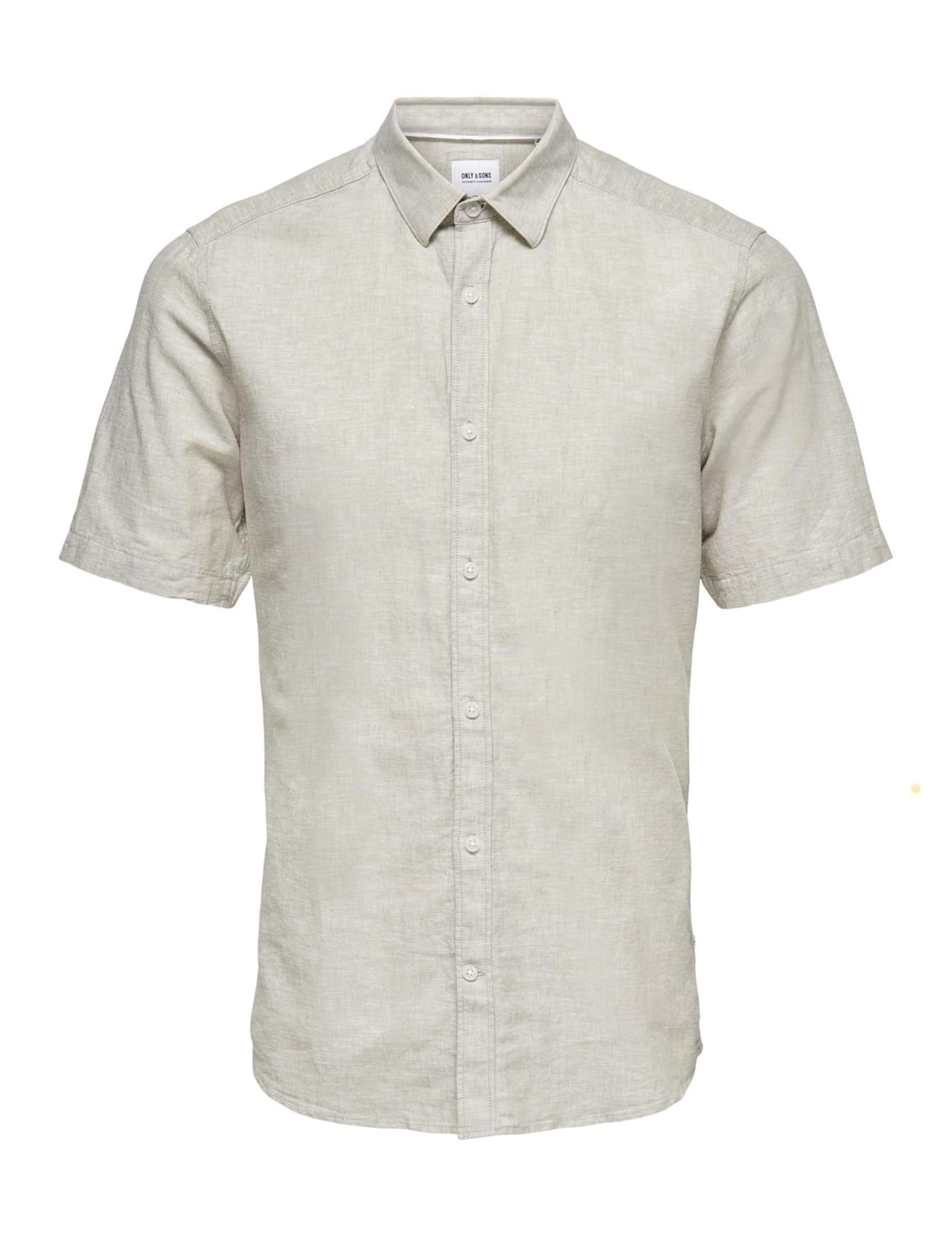 Only & Sons Men's Shirt Short Sleeve Slim Fit Collar Contemporary Summer Top, Colours:Beige, Size:L