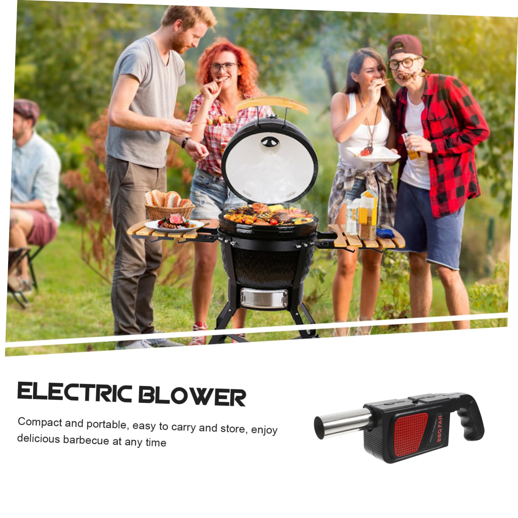 BESTonZON 2 pezzi Soffiatore Elettrico Portatile per Bbq con Tubo in Acciaio Ventilatore Batteria Aa per Accensione Rapida e Strumento Pratico per Campeggio e Picnic