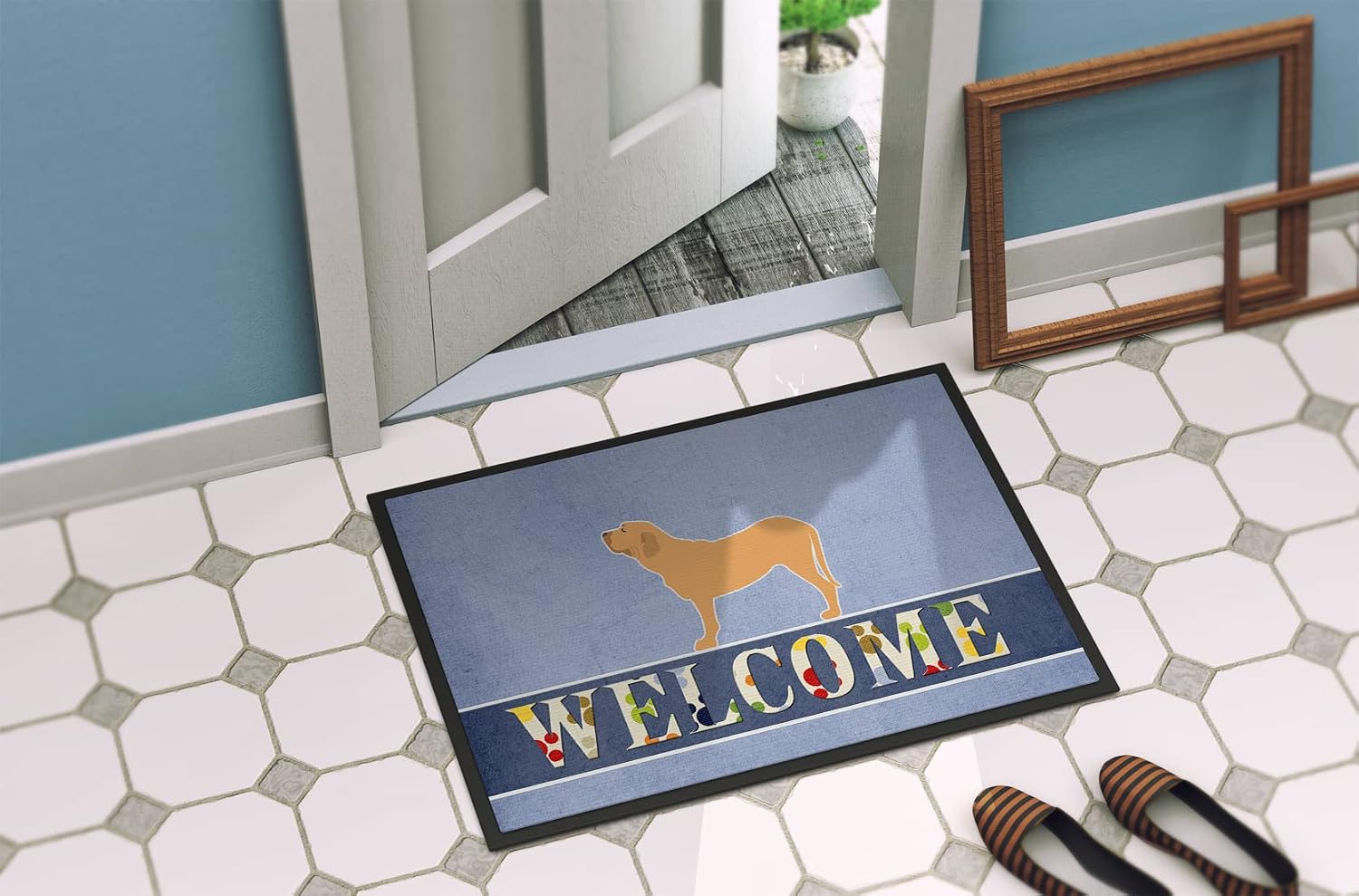 Caroline's Treasures BB5583MAT Fila Brasileiro Welcome Doormat 18x27 Front Door Mat Indoor Outdoor Rugs for Entryway, Non Slip Washable Low Pile, 18H X 27W