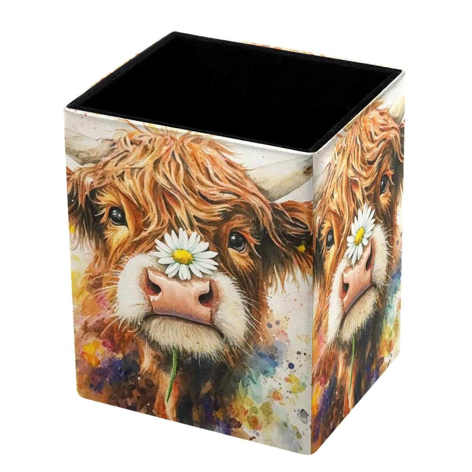 VAPOKF Pencil Holders for Desk, Watercolor Cow Printed Pen Holders Pen Pot Makeup Brushes Storage Desktop Stationery Supplies Organiser for Home Office