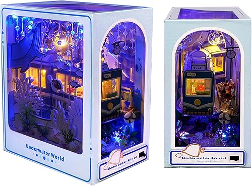 Rompecabezas de madera 3D con soporte de libro, kit de rincón de libros de bricolaje, sujetalibros de madera para casa de muñecas, kit de