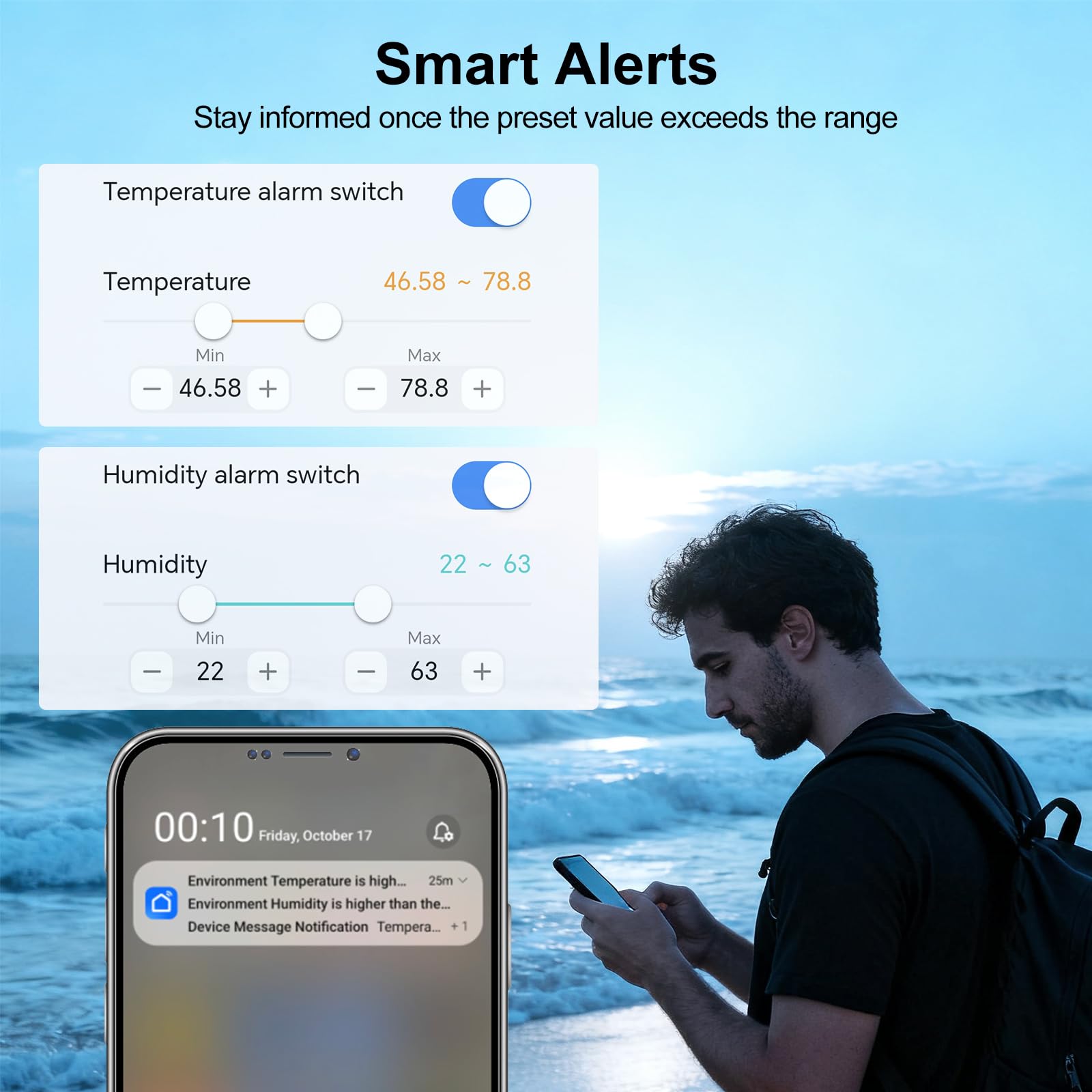 Station Meteo Connectée, Station Meteo Interieur Exterieur sans Fil WiFi, Thermometre Interieur Exterieur avec Date et Prévision Météorologique, 1 écran et 3 Capteurs Extérieurs