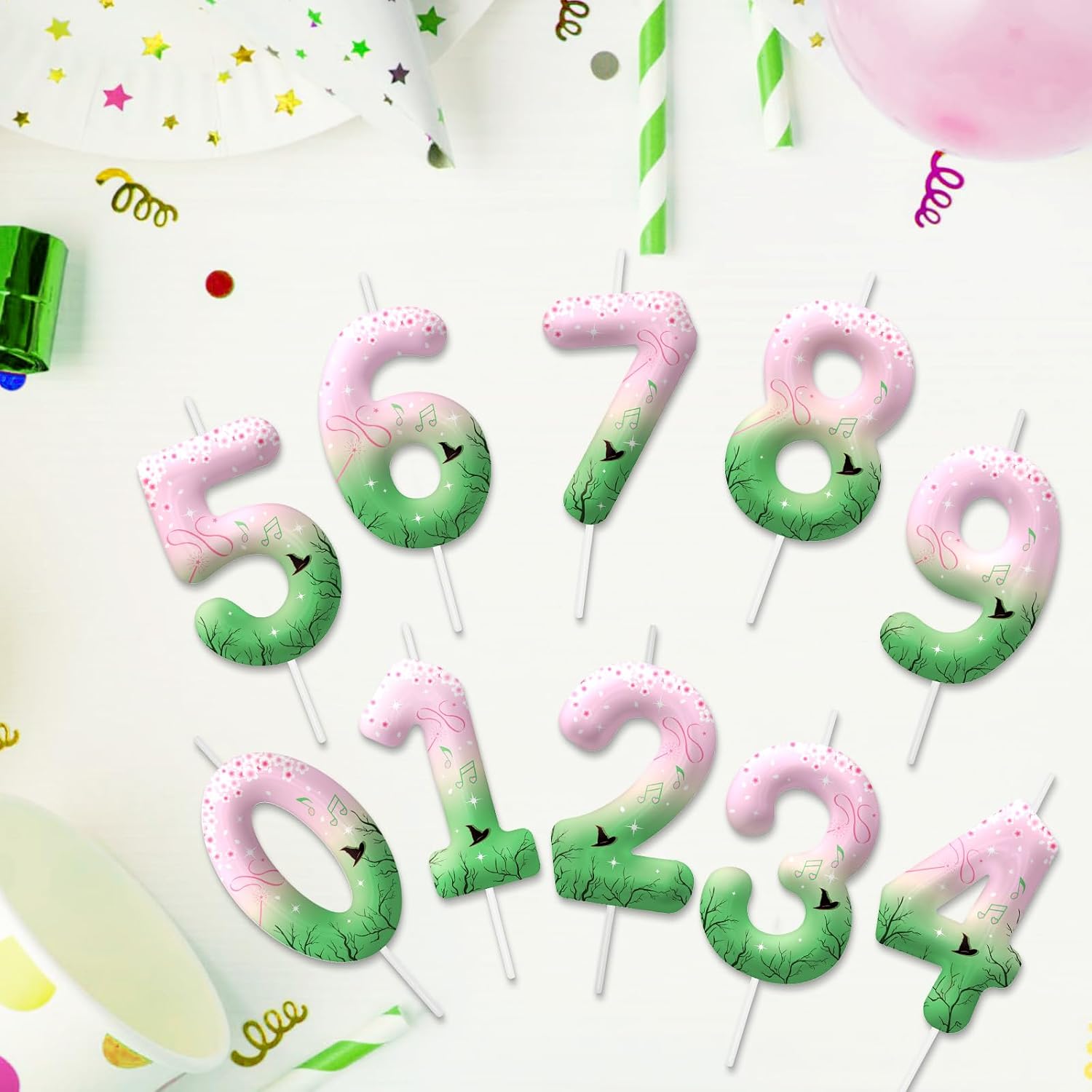 Pink Green 5th Birthday Candles, Number Candle Birthday Cake Topper for Boys Girls Party Decor, Themed Birthday Decorations Party Supplies (Number 5) image 3