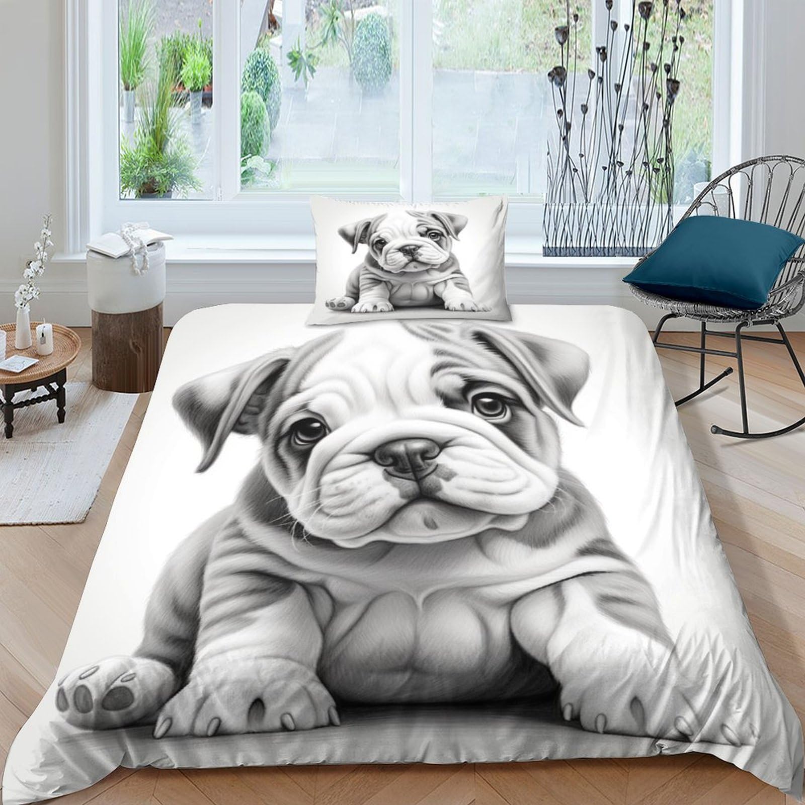 Ensemble de literie 3D chien pour chambre d'enfant et adolescent lit 1 personne