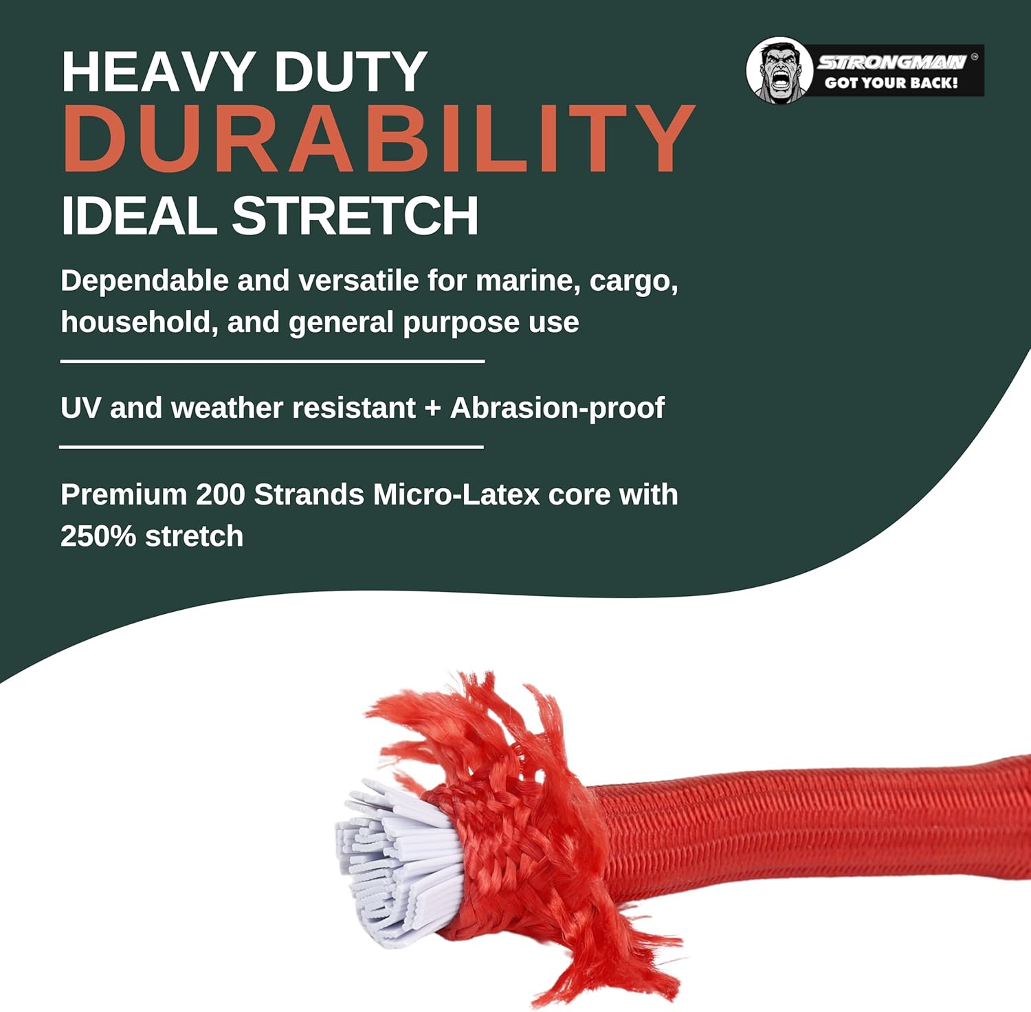 Heavy Duty Bungee Cord Roll – 3/8" × 100 ft, 426 LBF Strength, Polyester Sheath & Latex Core, UV Resistant, Outdoor Cargo Tie Down & Camping Use