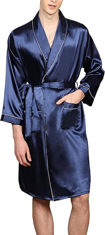 Amazon.com: Camisón de seda de imitación para hombre, bata de satén de  color sólido, cárdigan de manga larga, bata de dormir para hombre : Ropa,  Zapatos y Joyería